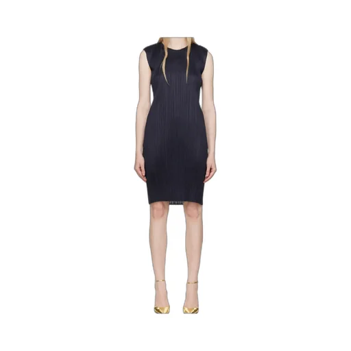 Plissé-Effect Midi Dress