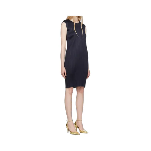 Plissé-Effect Midi Dress