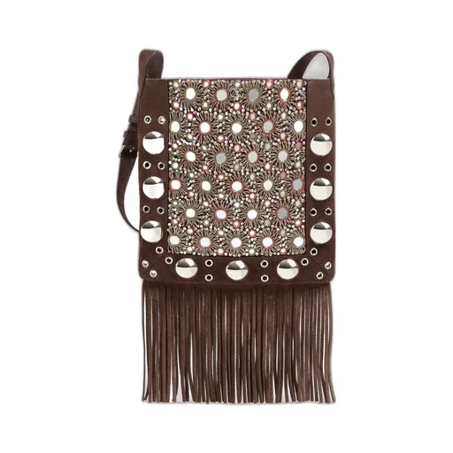 Valentino Vlogo Signature Fringed Edge Shoulder Bag