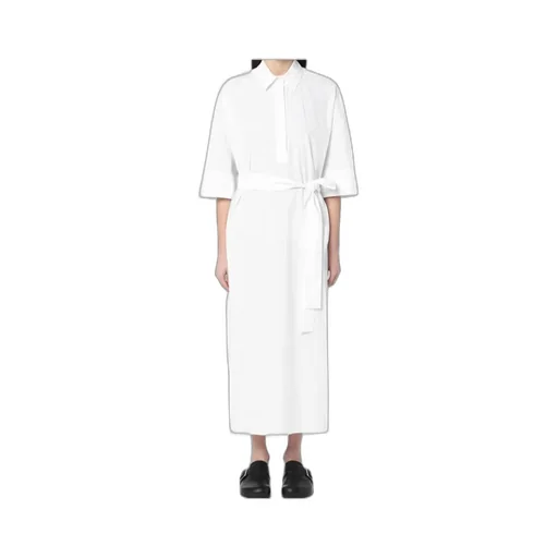 White Chemise Dress In Cotton
