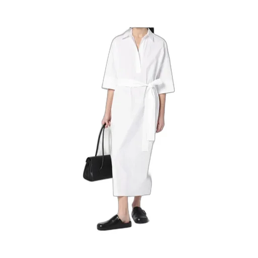White Chemise Dress In Cotton