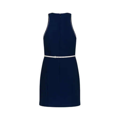 Contrasted Belt CrÊPe Dress