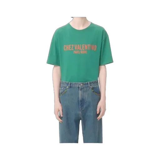 Cotton T-Shirt With Chez Valentino Print