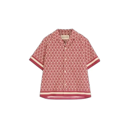 Cotton Popeline Bowling Shirt With Toute La V Print