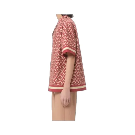 Cotton Popeline Bowling Shirt With Toute La V Print