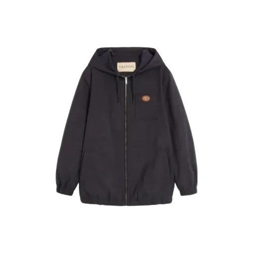 Nylon Hooded Jacket With Vlogo Patch