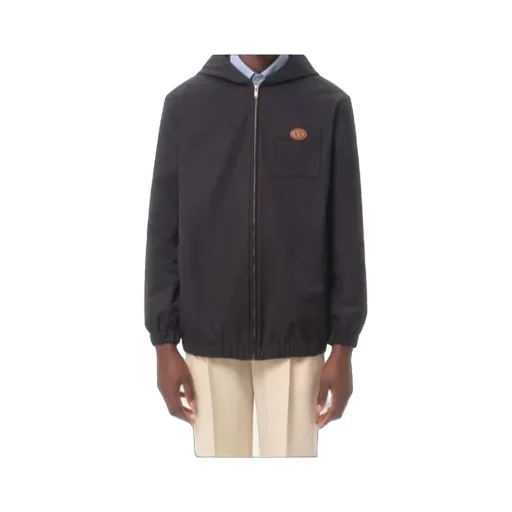 Nylon Hooded Jacket With Vlogo Patch