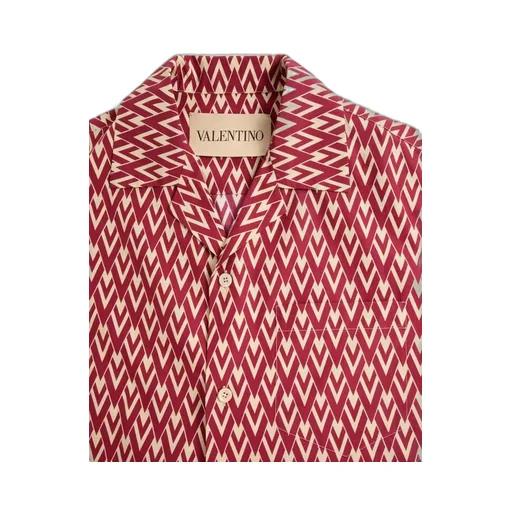 Cotton Popeline Bowling Shirt With Toute La V Print