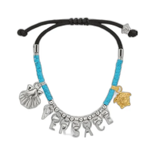Versace Logo-Lettering Charm Bracelet