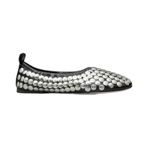 Metallic-Studded Leather Pumps