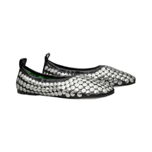 Metallic-Studded Leather Pumps