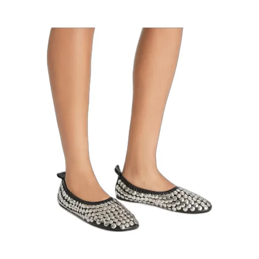 Metallic-Studded Leather Pumps