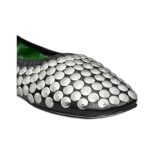Metallic-Studded Leather Pumps