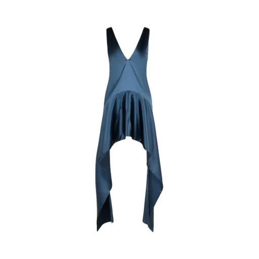V-Neck Draped-Hem Dress
