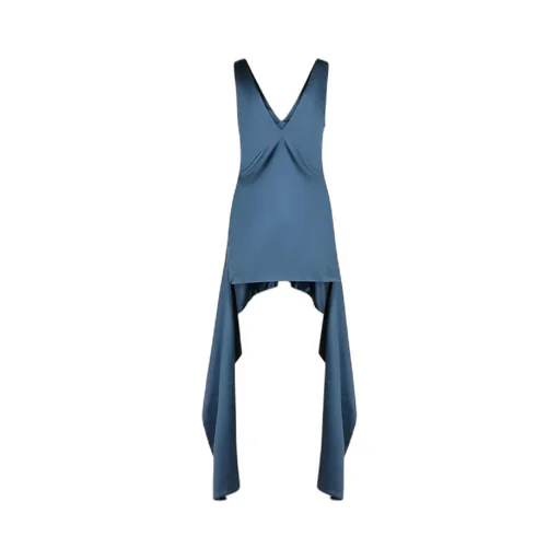 V-Neck Draped-Hem Dress