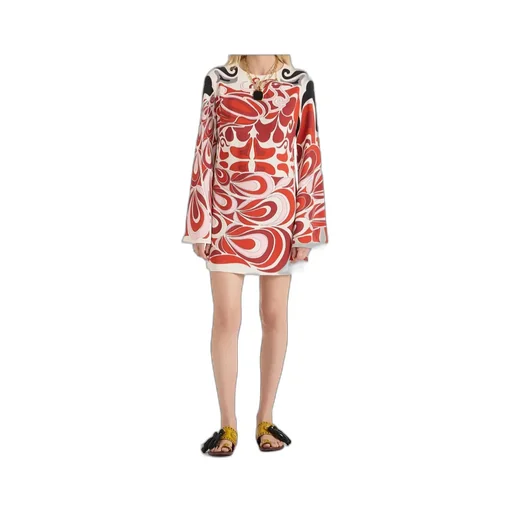 La Doublej Geometric Flared-Sleeve Mini Dress