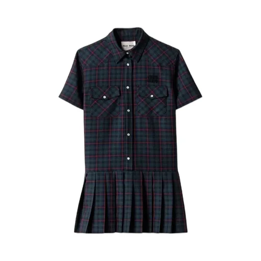 Pleated Plaid Mini-Dress