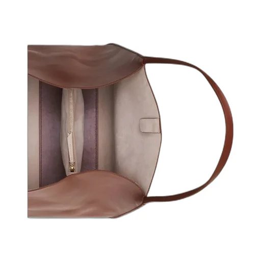 Leather Clasp-Closure Tote Bag