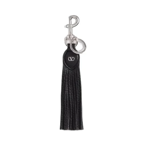 Valentino Garavani Vlogo Signature Key Ring In Grainy Calfskin And Metal