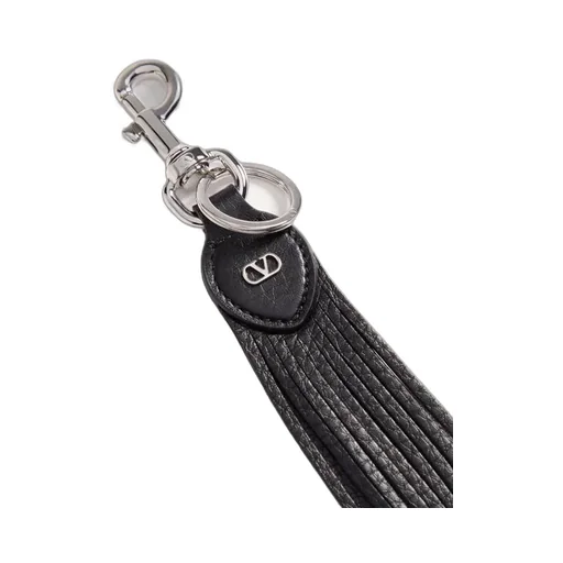Valentino Garavani Vlogo Signature Key Ring In Grainy Calfskin And Metal