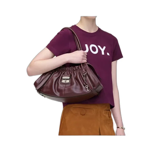 The Cristina Ruched Leather Shoulder Bag