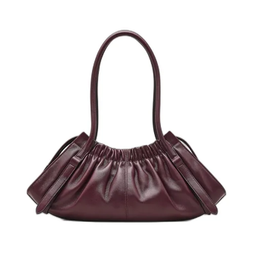The Cristina Ruched Leather Shoulder Bag