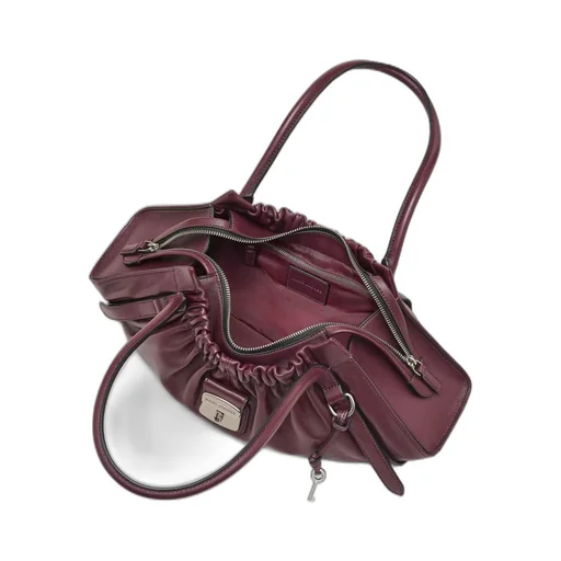 The Cristina Ruched Leather Shoulder Bag