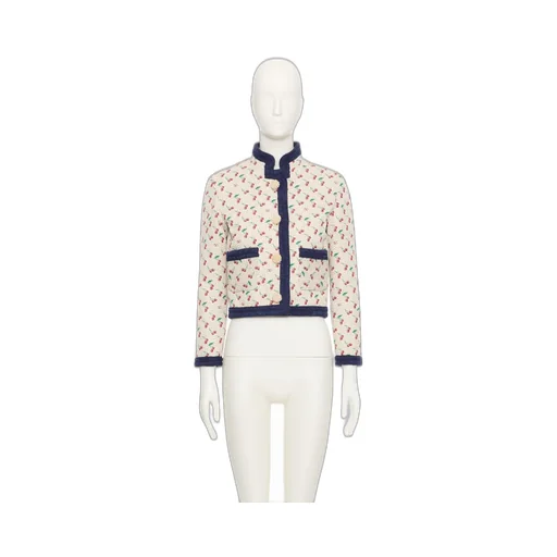 Valentino Cherrific-Jacquard Mock Neck Jacket