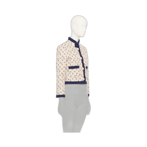 Valentino Cherrific-Jacquard Mock Neck Jacket