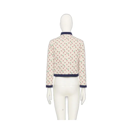 Valentino Cherrific-Jacquard Mock Neck Jacket
