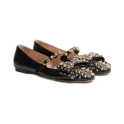Valentino Garavani Rockstud Bowow Slip-On Ballerina Shoes