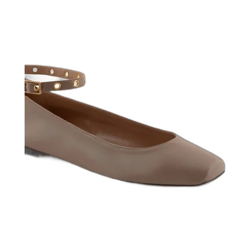 Emporio Armani Square Toe Buckle Detailed Ballet Flats