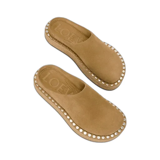 Rivet Mule In Calfskin Suede