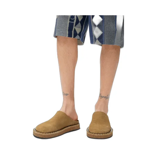 Rivet Mule In Calfskin Suede