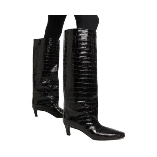 50Mm Croc-Embossed Leather Knee-High Boots