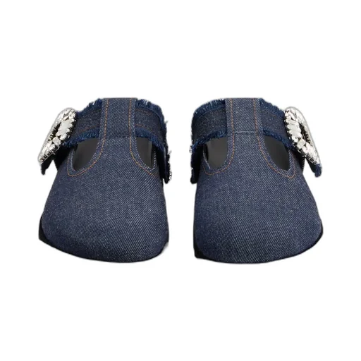 Roger Vivier Slidy Viv' Embellished Denim Mules