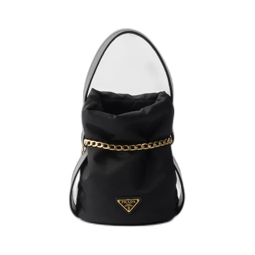 Prada Petit Sac Noir Mini Re-Nylon And Nappa Leather Bucket Bag