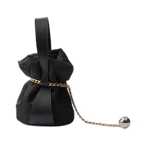 Prada Petit Sac Noir Mini Re-Nylon And Nappa Leather Bucket Bag