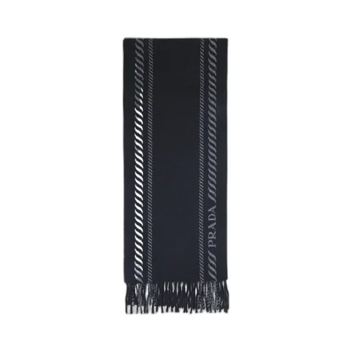 Prada Fringed Knitted Scarf