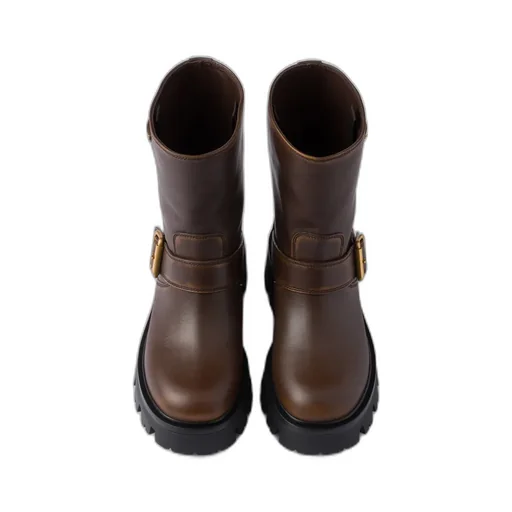Prada Logo Plaque Buckled Boots