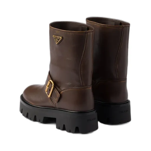 Prada Logo Plaque Buckled Boots