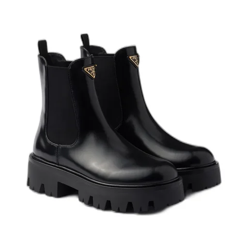 Prada Logo Plaque Slip-On Chelsea Boots