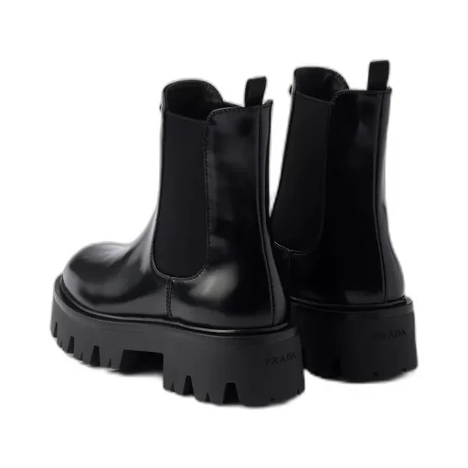 Prada Logo Plaque Slip-On Chelsea Boots