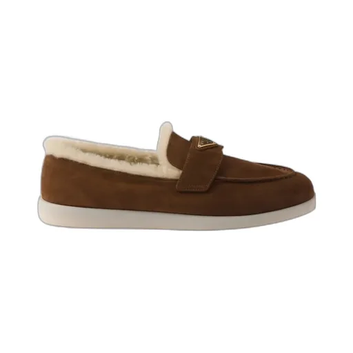 Prada Logo Plaque Slip-On Loafers