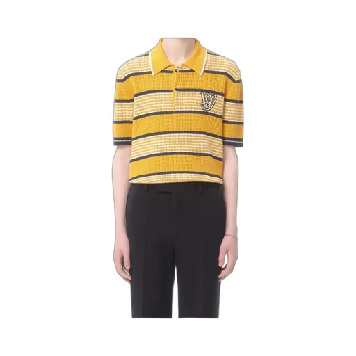 Long-Sleeved Linen And Cotton Polo Shirt With Vg Patch