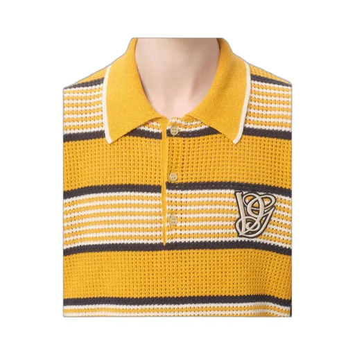 Long-Sleeved Linen And Cotton Polo Shirt With Vg Patch
