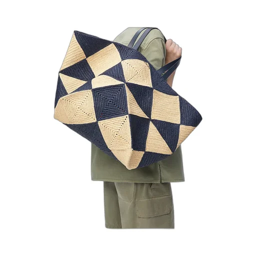 Xxl Puzzle Fold Tote In Raffia