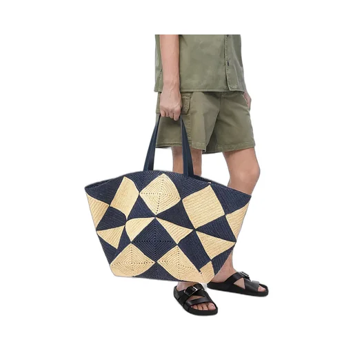 Xxl Puzzle Fold Tote In Raffia