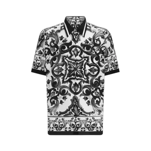 Graphic-Print Silk Shirt