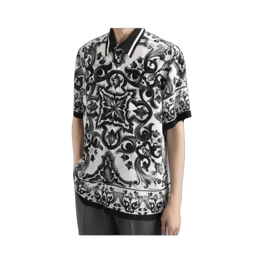 Graphic-Print Silk Shirt